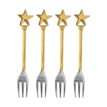 Georgette dessert fork 4-pack - Brass-stainless steel - Bloomingville