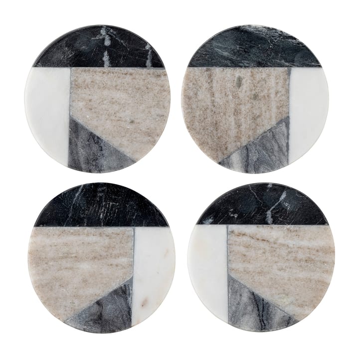 Izabella coaster Ø10 cm 4-pack - Grey marble - Bloomingville