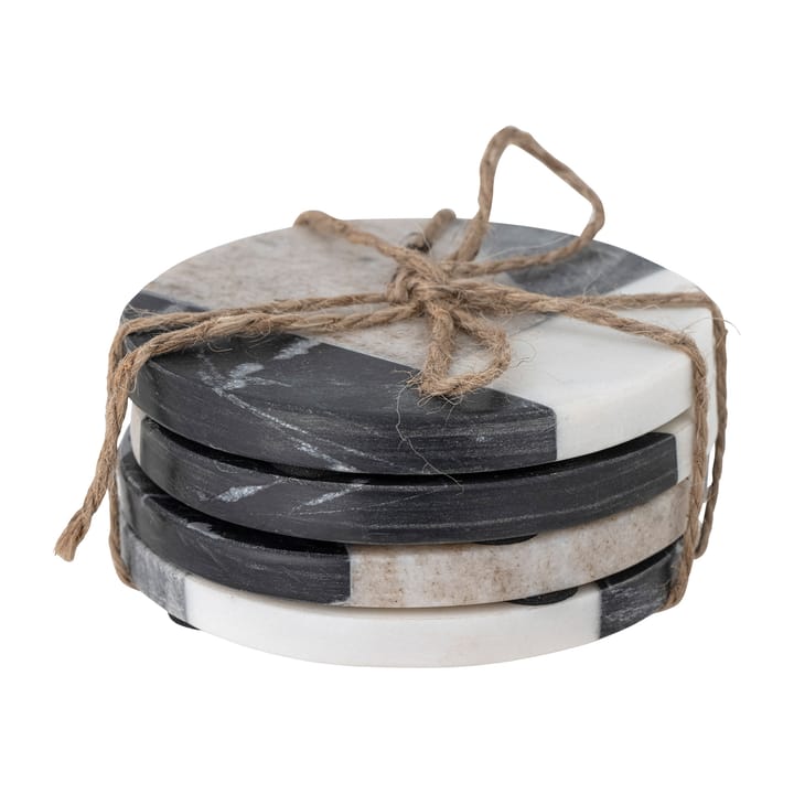 Izabella coaster Ø10 cm 4-pack, Grey marble Bloomingville