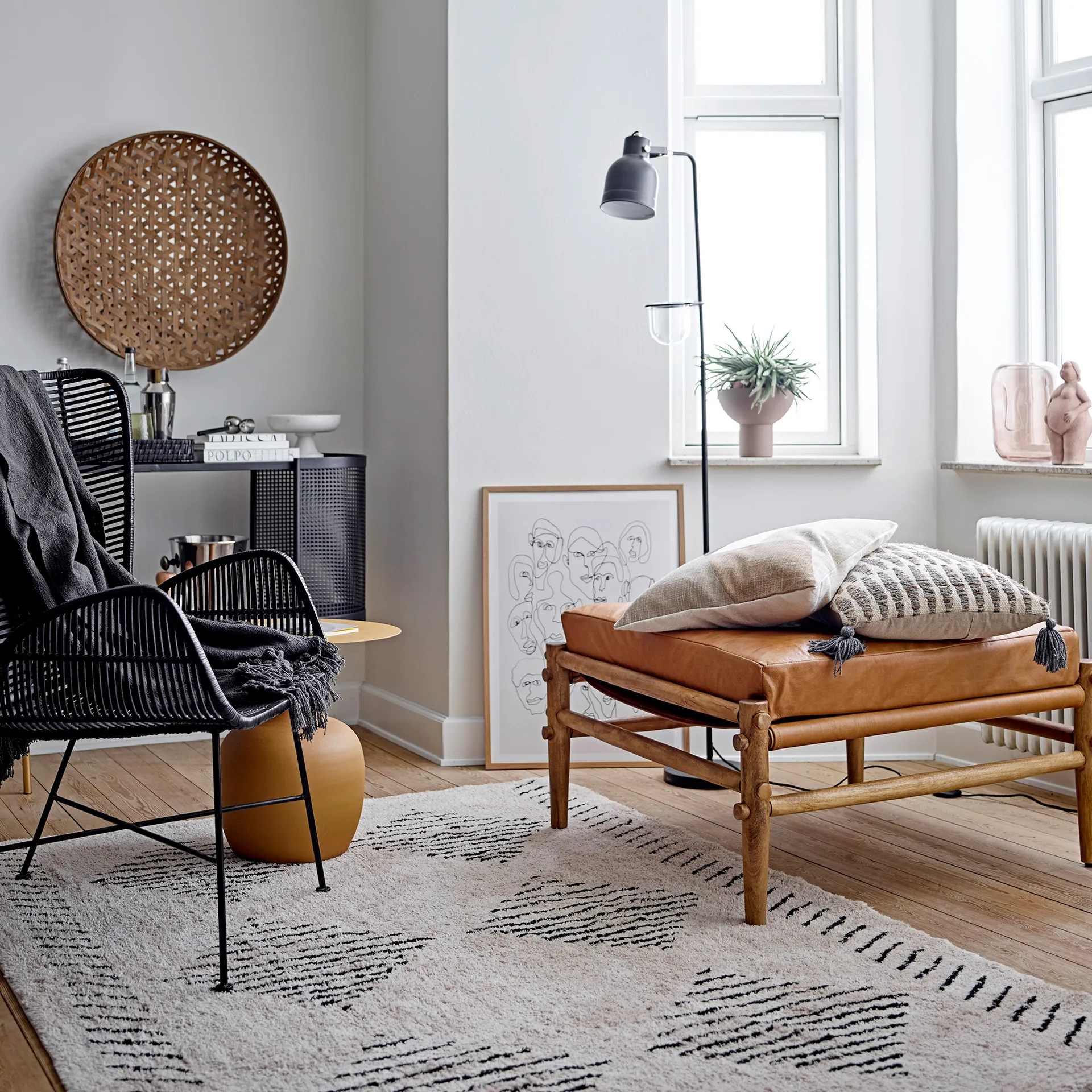 Jegor patterned rug 140x200 cm, Nature Bloomingville