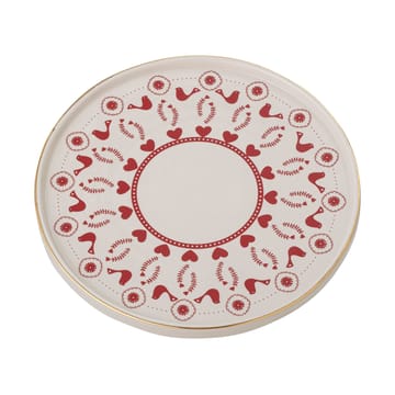 Jolly stoneware cake plate Ø26 cm - White-red - Bloomingville