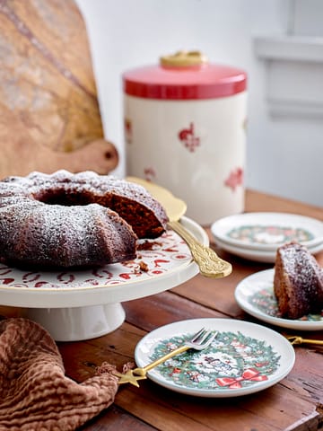 Jolly stoneware cake plate Ø26 cm - White-red - Bloomingville