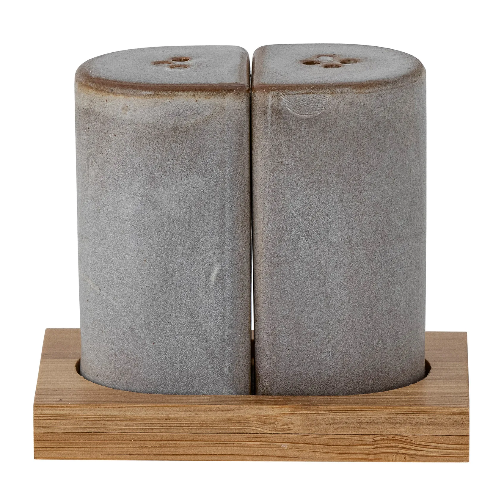 Josefine salt- and pepper cellar with saucer, grey Bloomingville