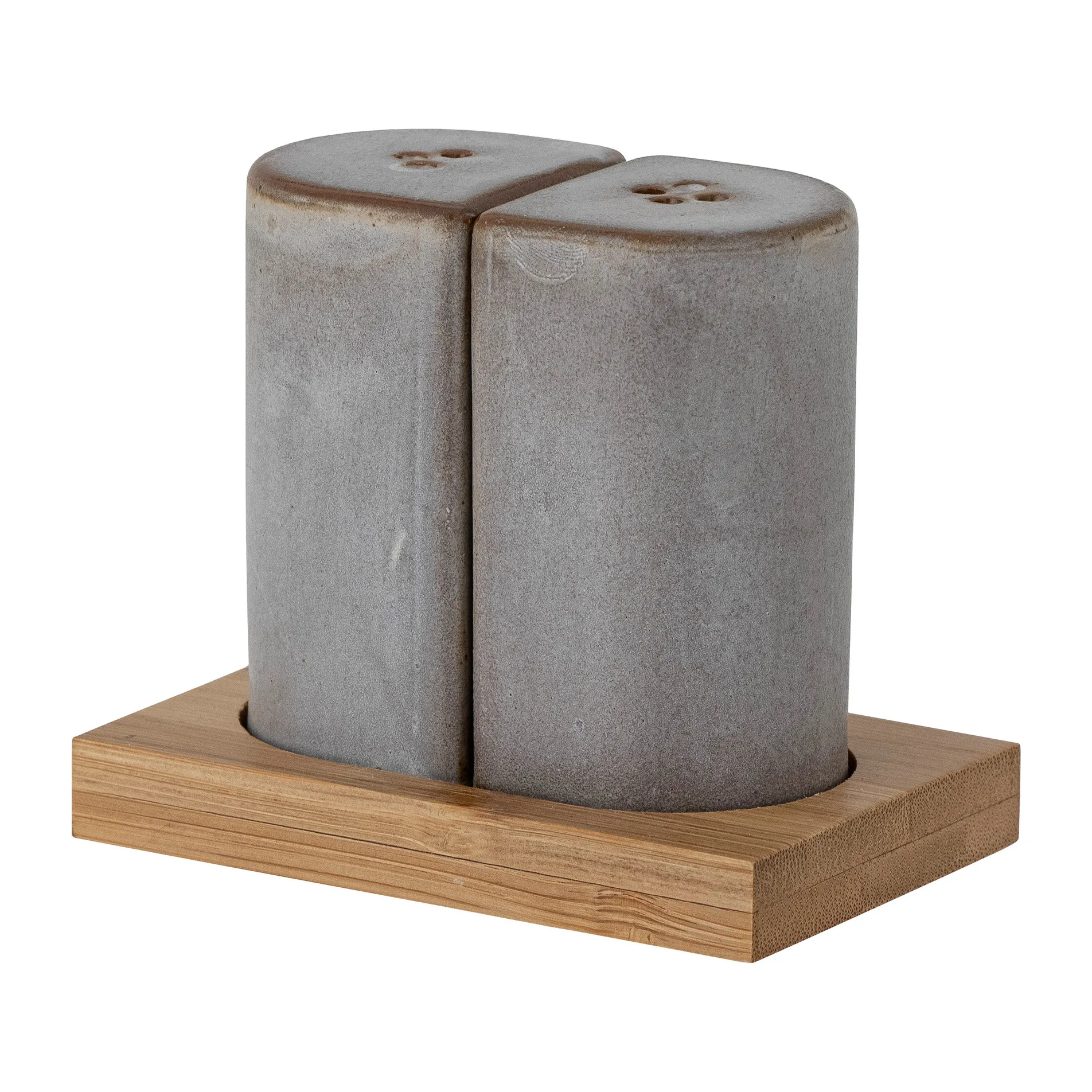 Josefine salt- and pepper cellar with saucer, grey Bloomingville