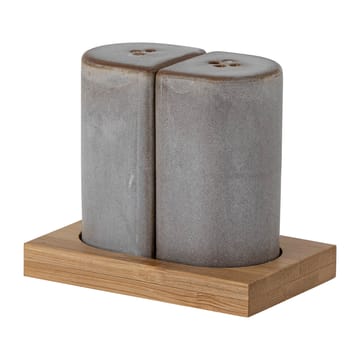 Josefine salt- and pepper cellar with saucer - grey - Bloomingville