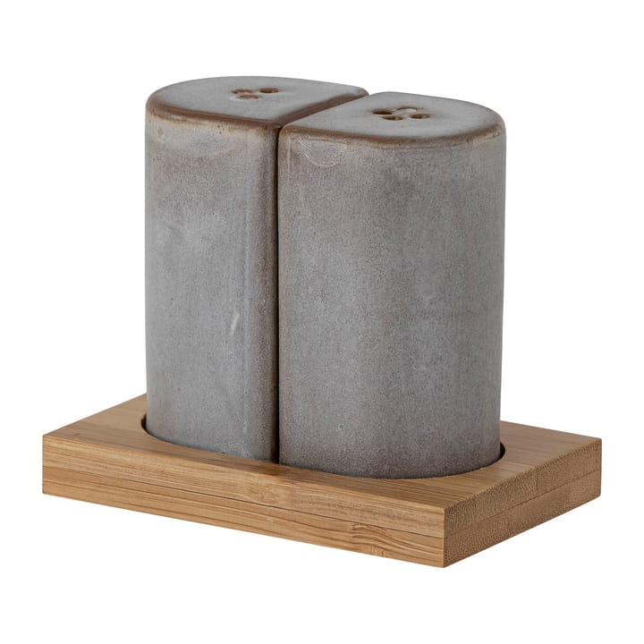 Josefine salt- and pepper cellar with saucer - grey - Bloomingville