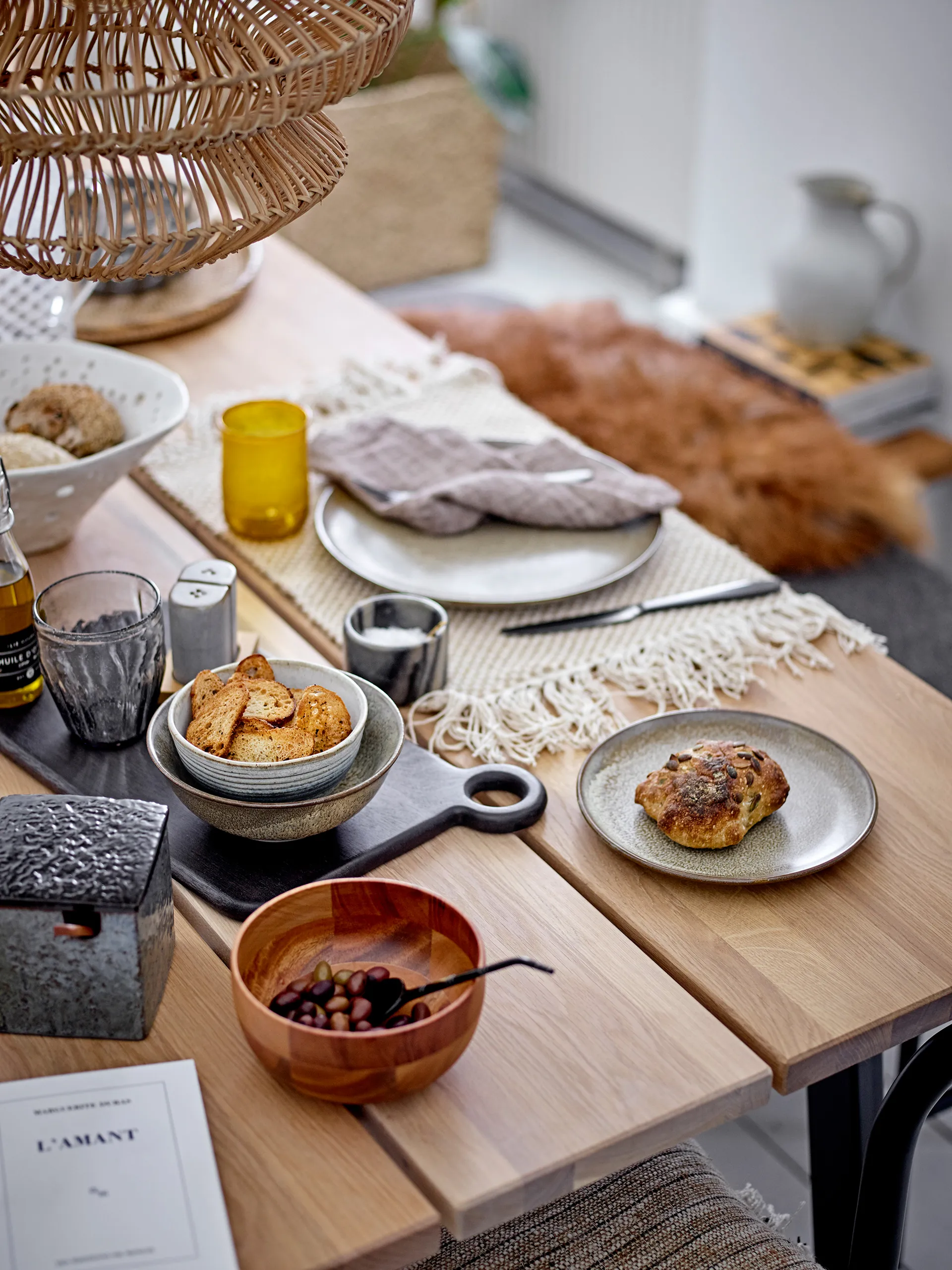 Josefine salt- and pepper cellar with saucer, grey Bloomingville