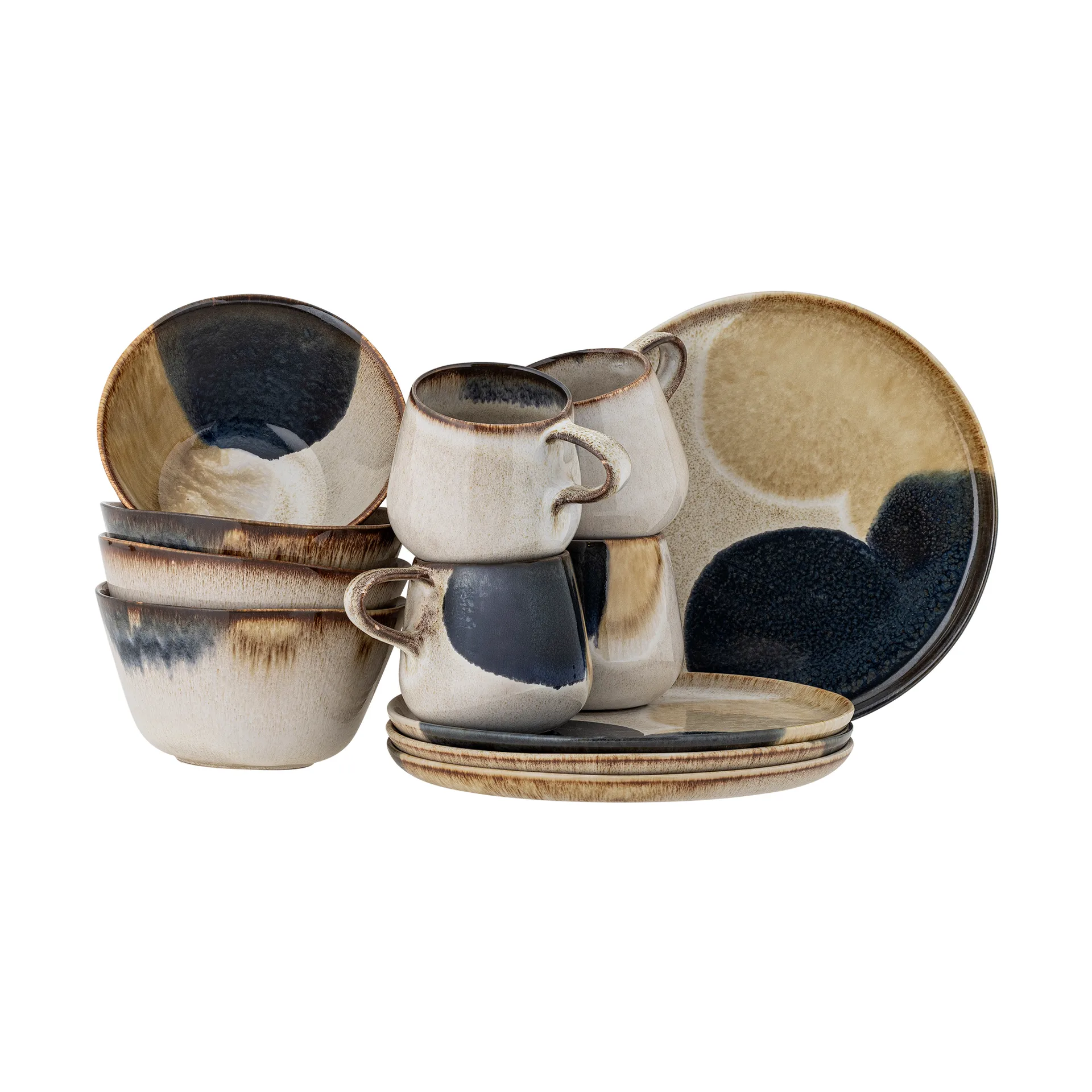 Jules breakfast set 12 pieces, Grey Bloomingville