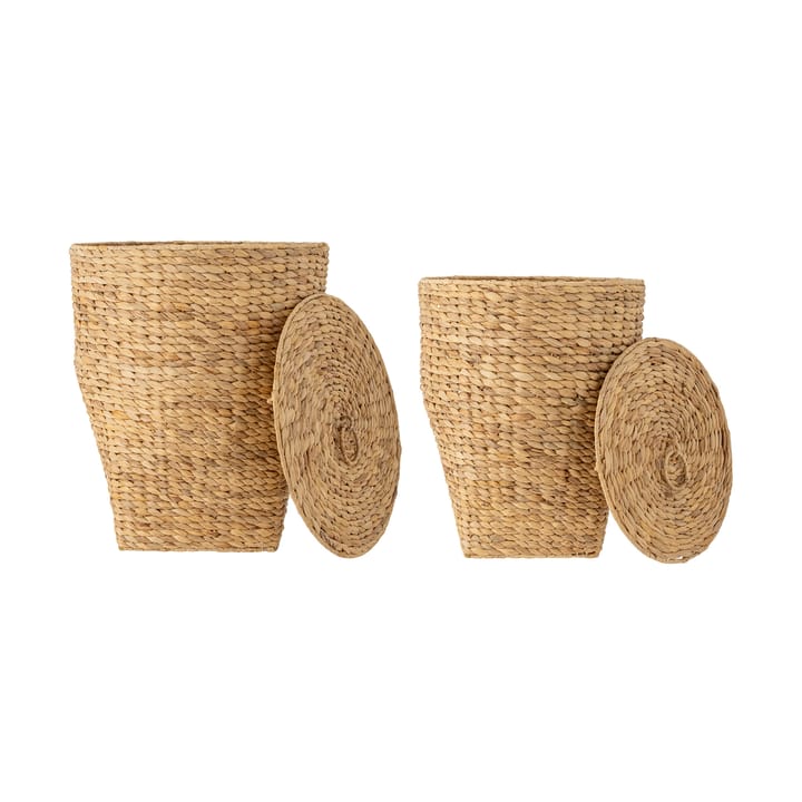 Kaise washing basket with lid 2 pieces, Water hyacinth Bloomingville