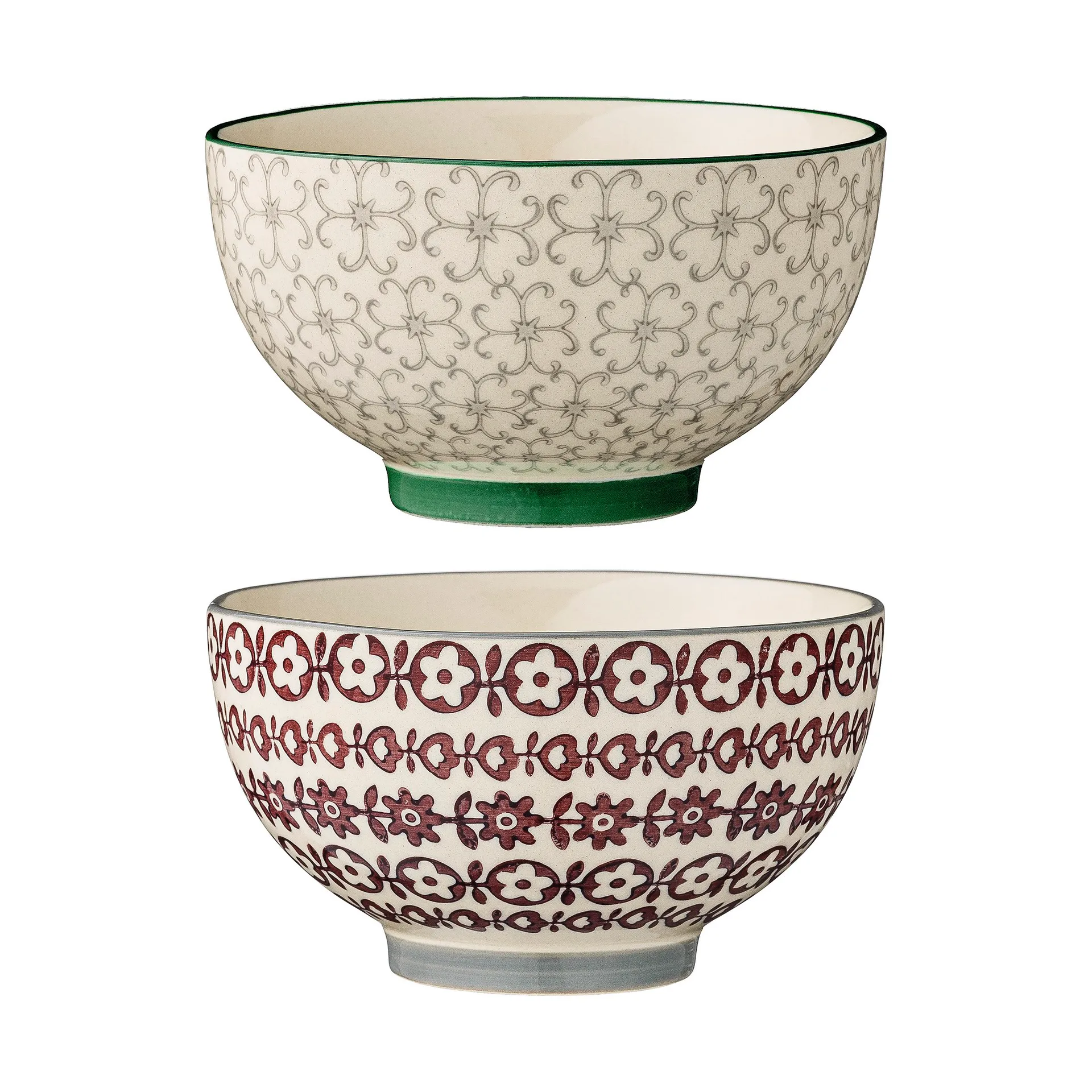 Karine bowl Ø 13.5 cm 2 pieces green-red,  Bloomingville