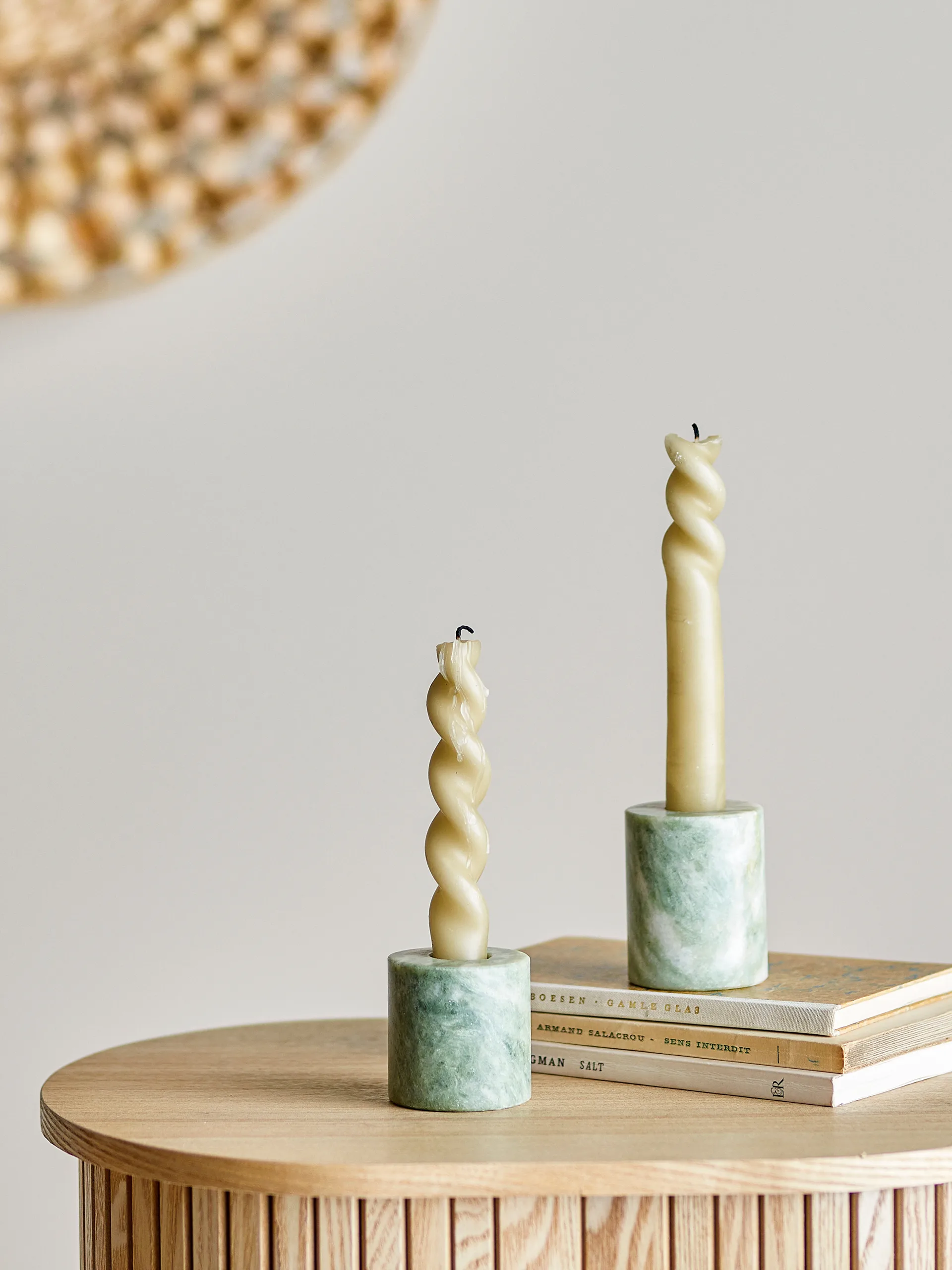 Kokoro candle holder 2 parts, Green marble Bloomingville