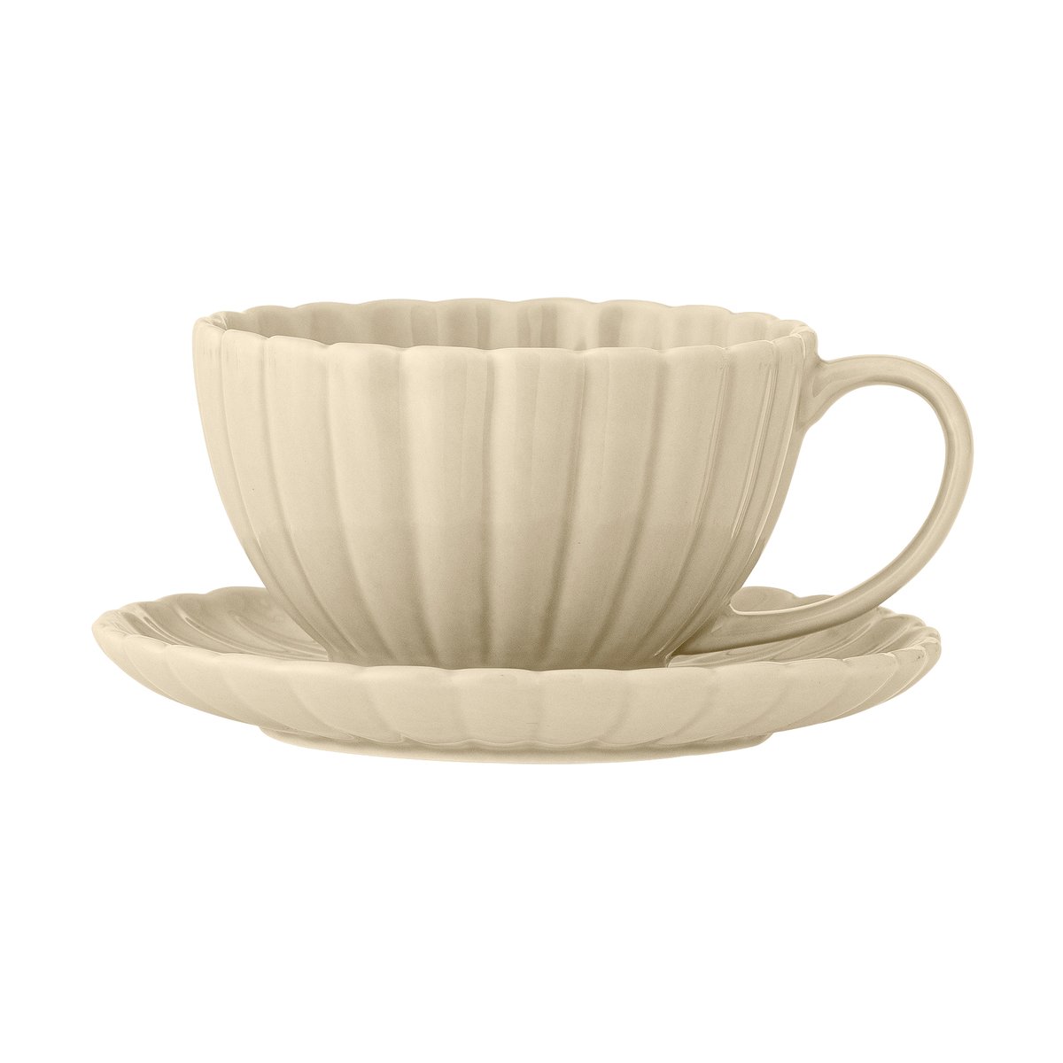 Bloomingville Latina cup 22 cl with saucer Nature | Scandinavian Design | Coffee cups | White