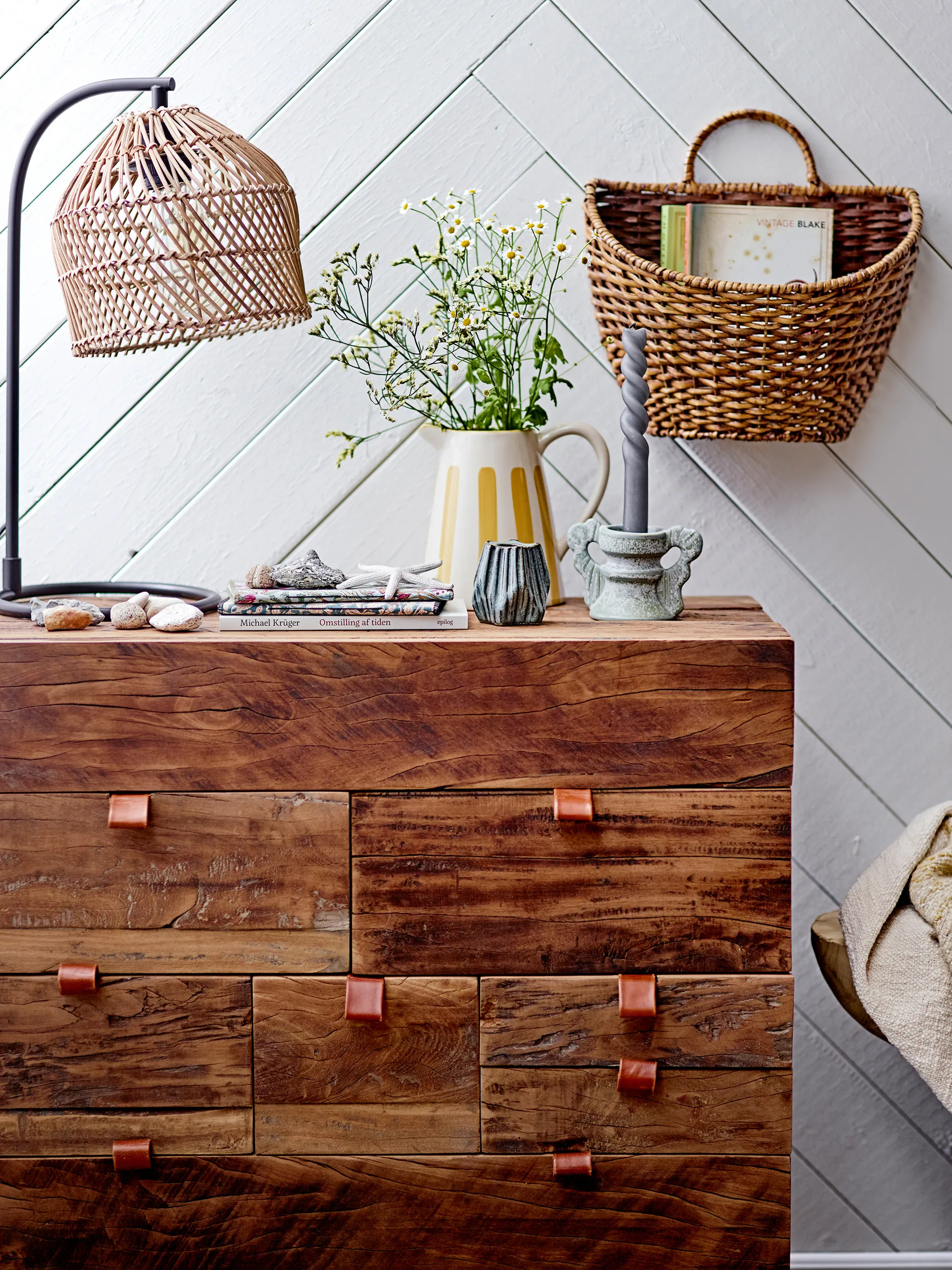 Leia table lamp rattan, Natural-black Bloomingville