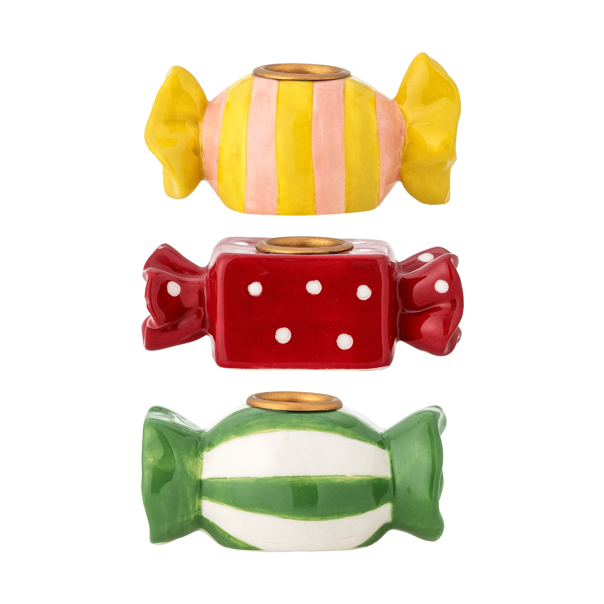 Leiano candleholder, Yellow-red-green, 3 pieces, 10 cm Bloomingville