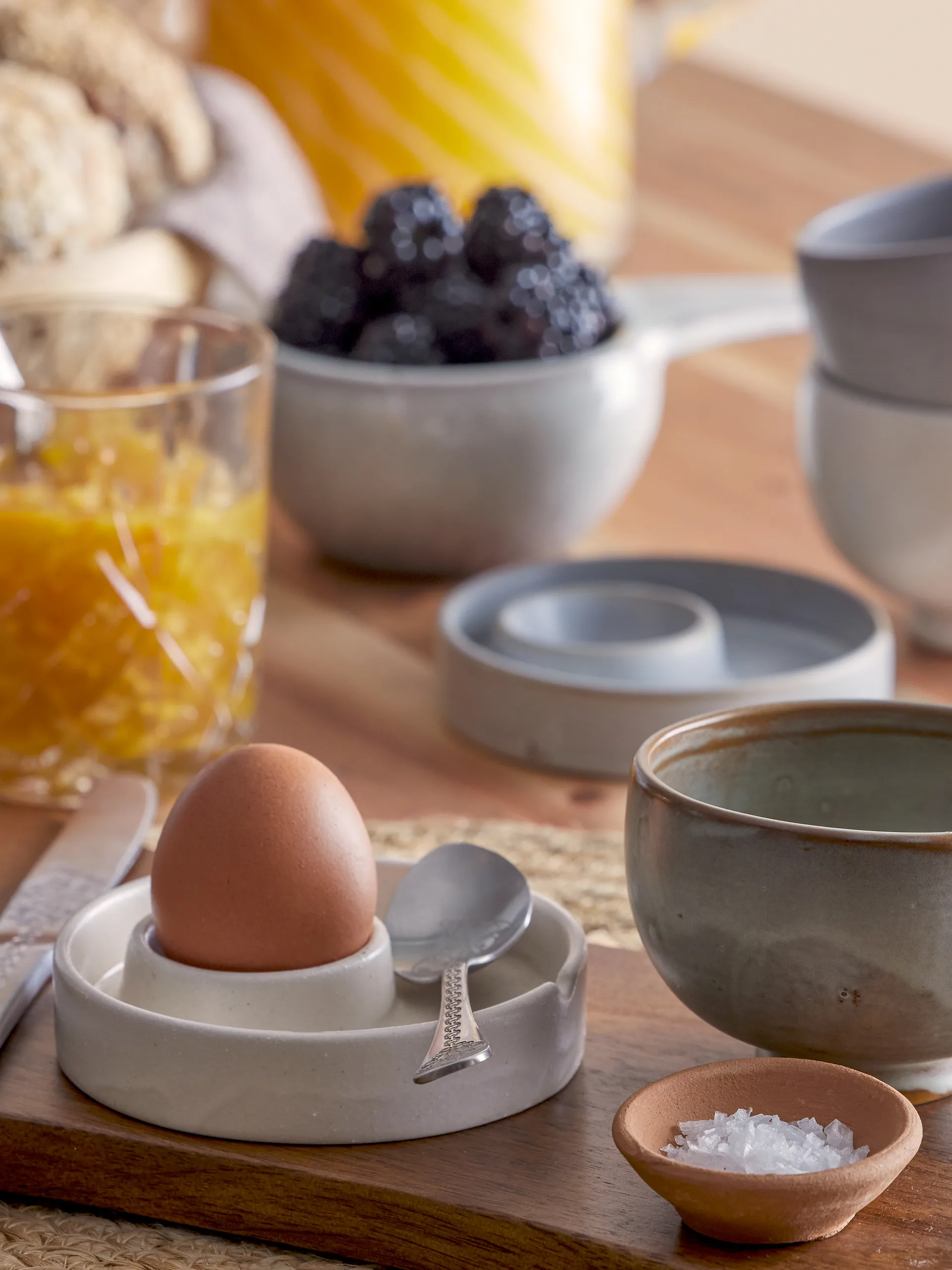 Lila egg cup set om 2, grey-white Bloomingville