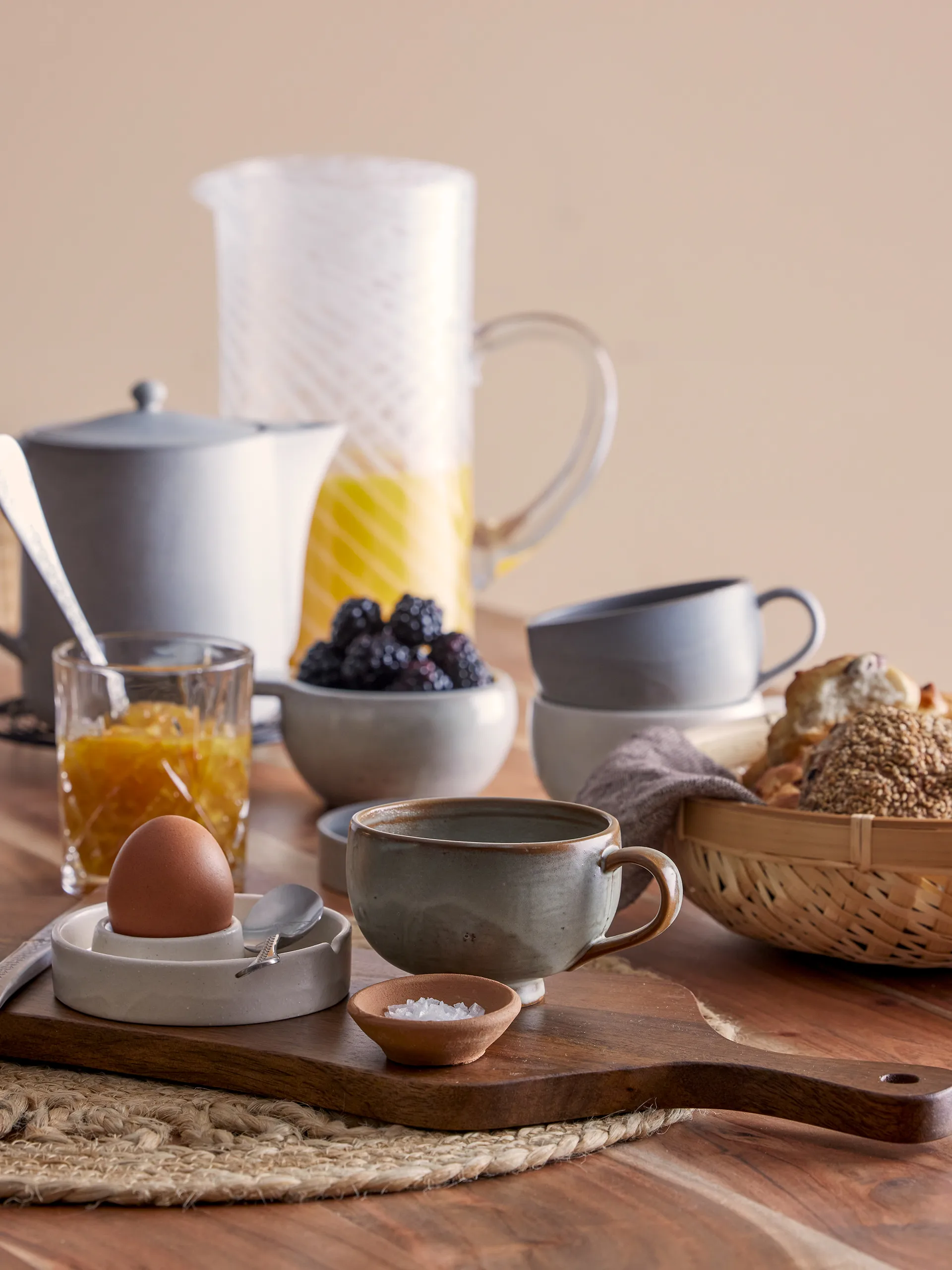 Lila egg cup set om 2, grey-white Bloomingville