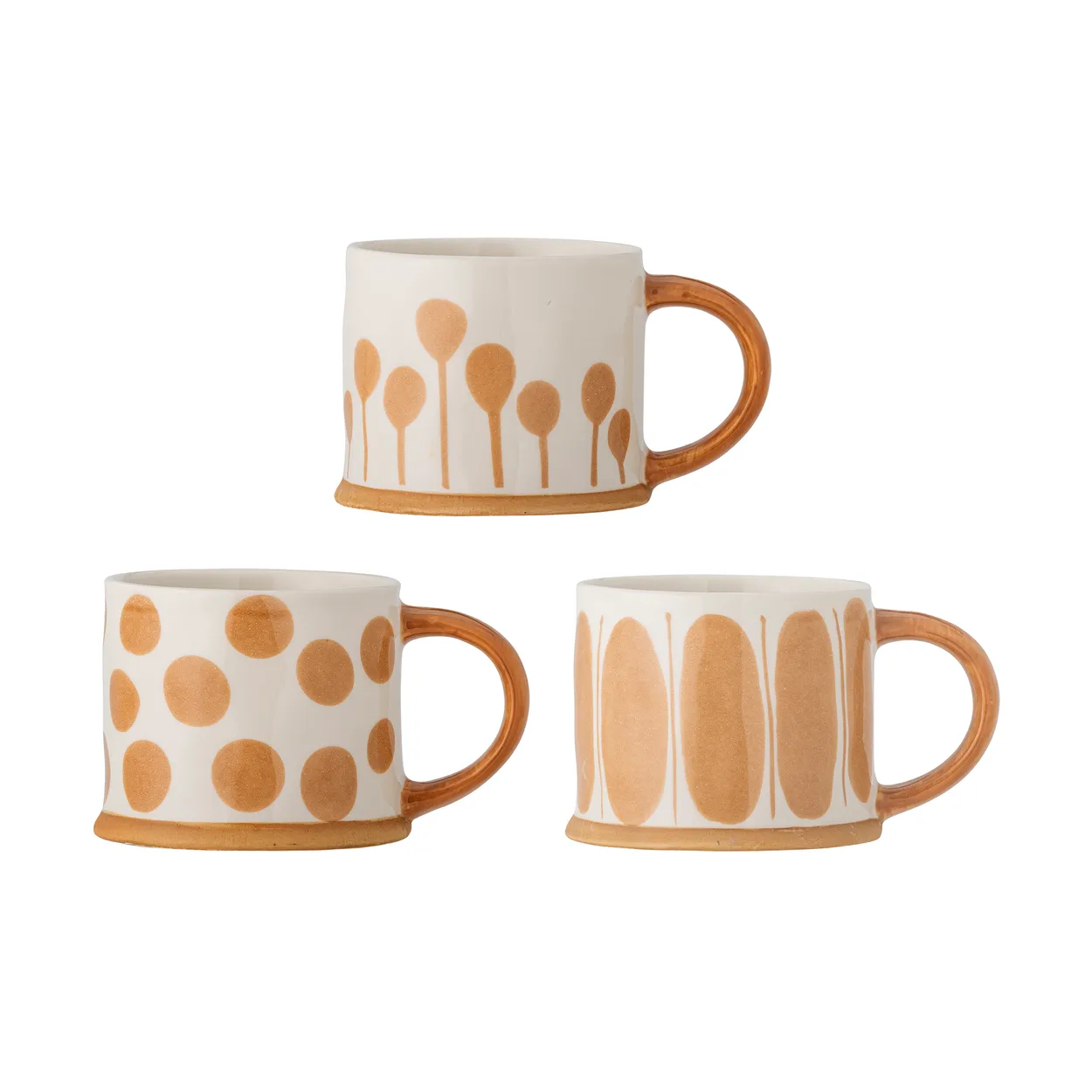 Bloomingville Linora mug 450 ml 3-pack White-brown | Scandinavian Design | Coffee cups | Brown