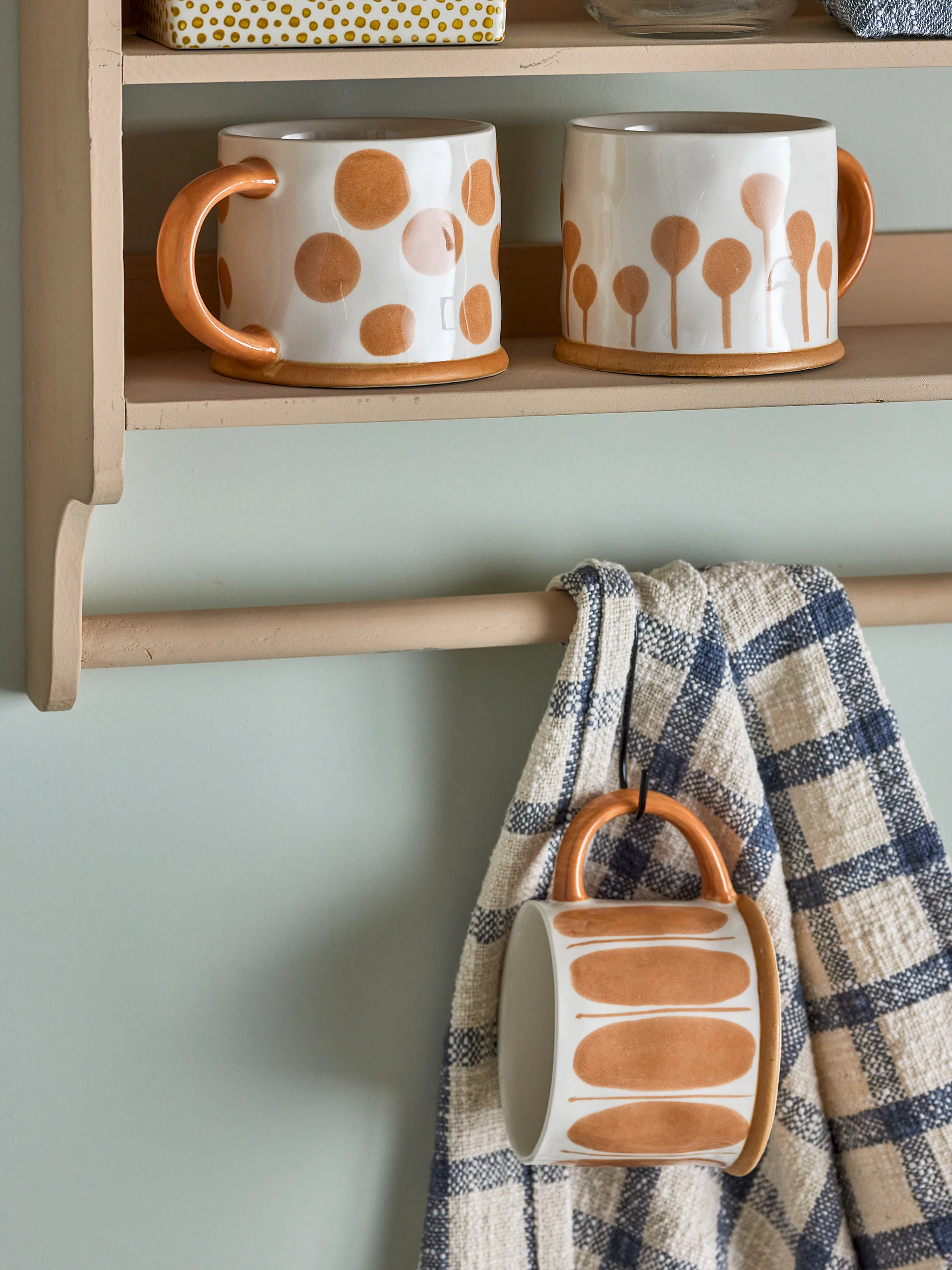 Linora mug 450 ml 3-pack, White-brown Bloomingville