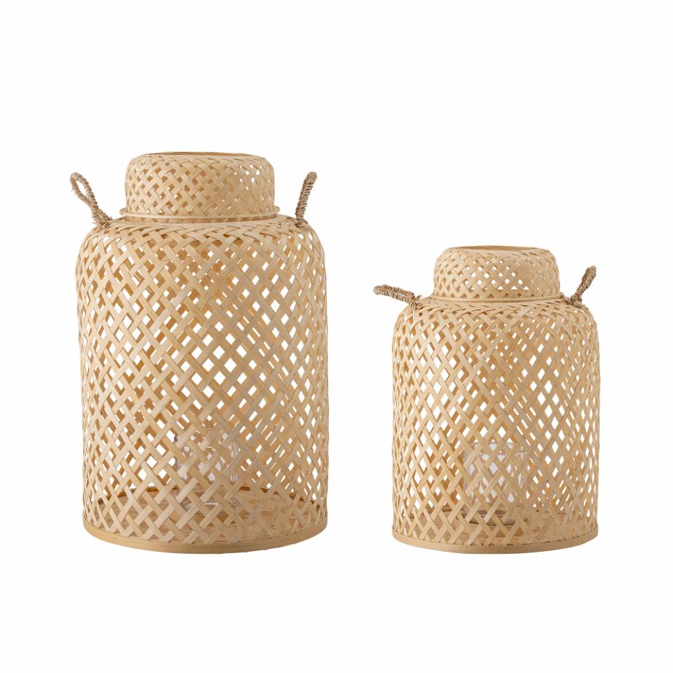 Bloomingville Madlin lantern glass 2-pack Brown | Scandinavian Design | Tea light holders, lanterns & candle dishes | Beige