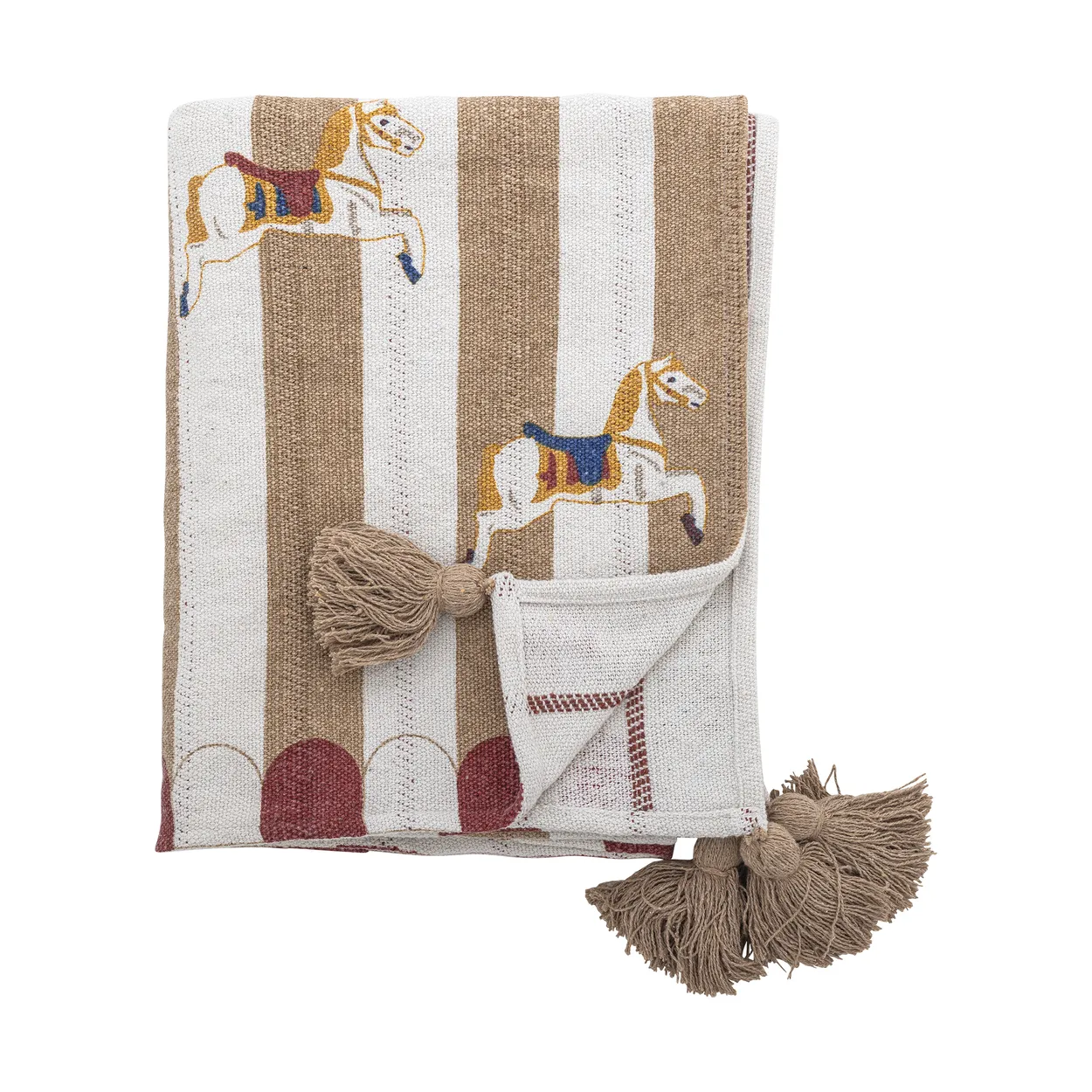 Bloomingville Merry-go-round blanket 130x160 cm Beige-red