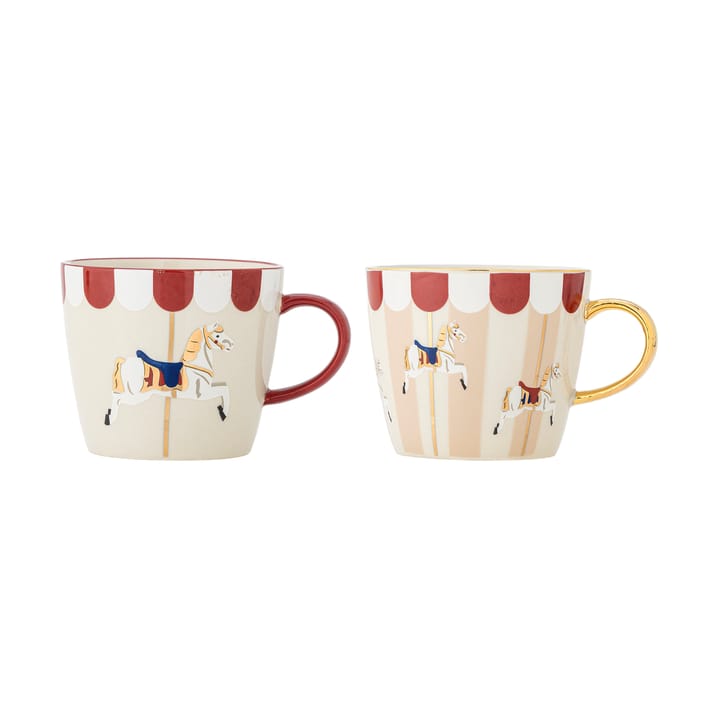 Merry-go-round cup 30 cl 2 pieces - Red-white - Bloomingville