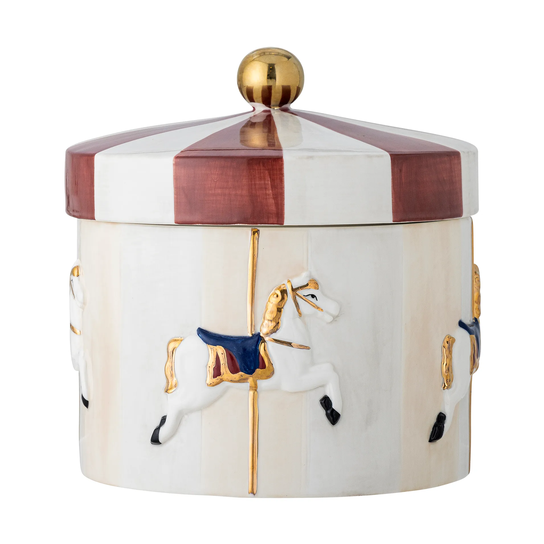 Merry-go-round jar with lid Ø19.5x20.5 cm, Red-white Bloomingville