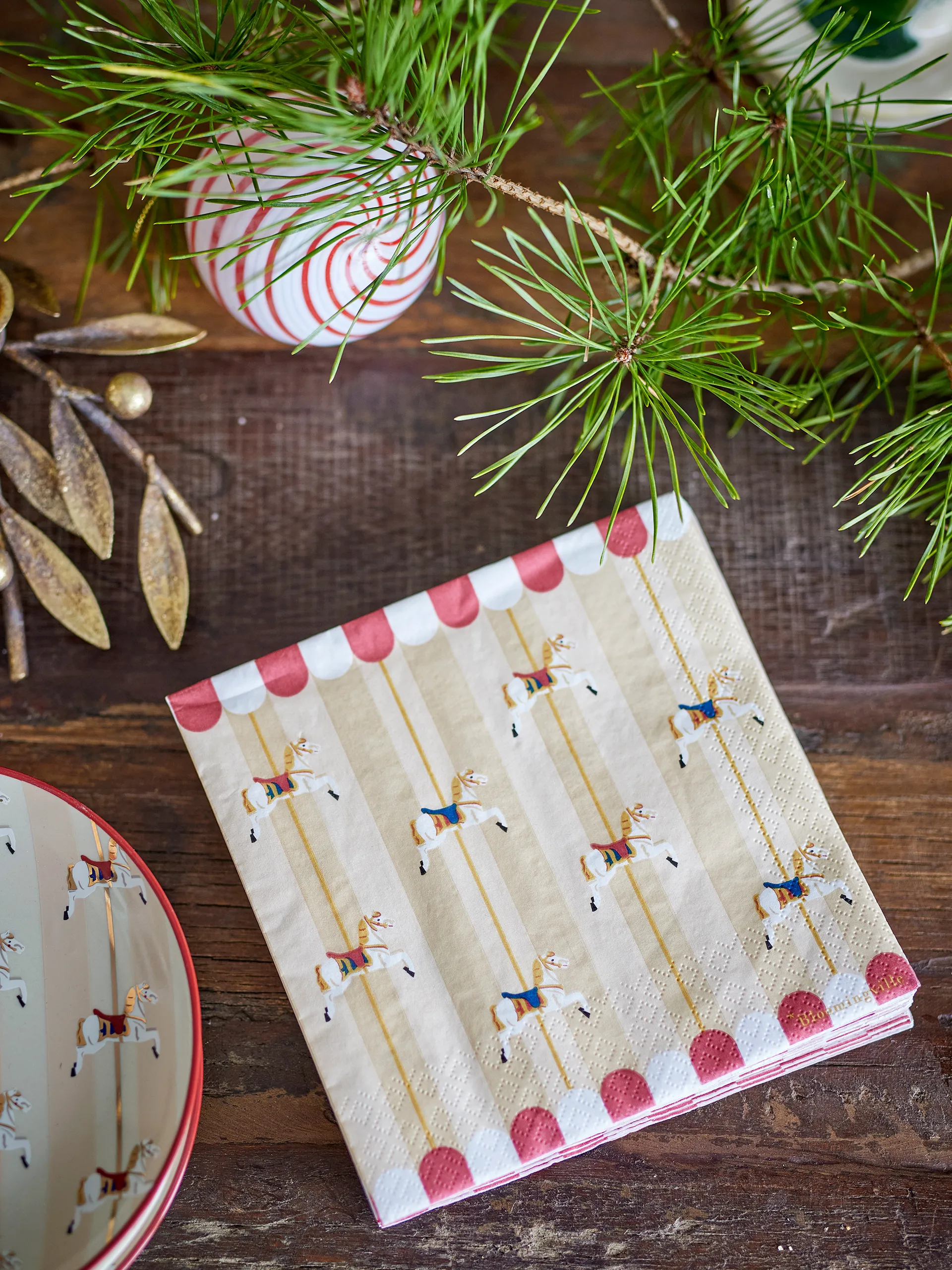 Merry-go-round napkin 33x33 cm 20-pack, Nature Bloomingville