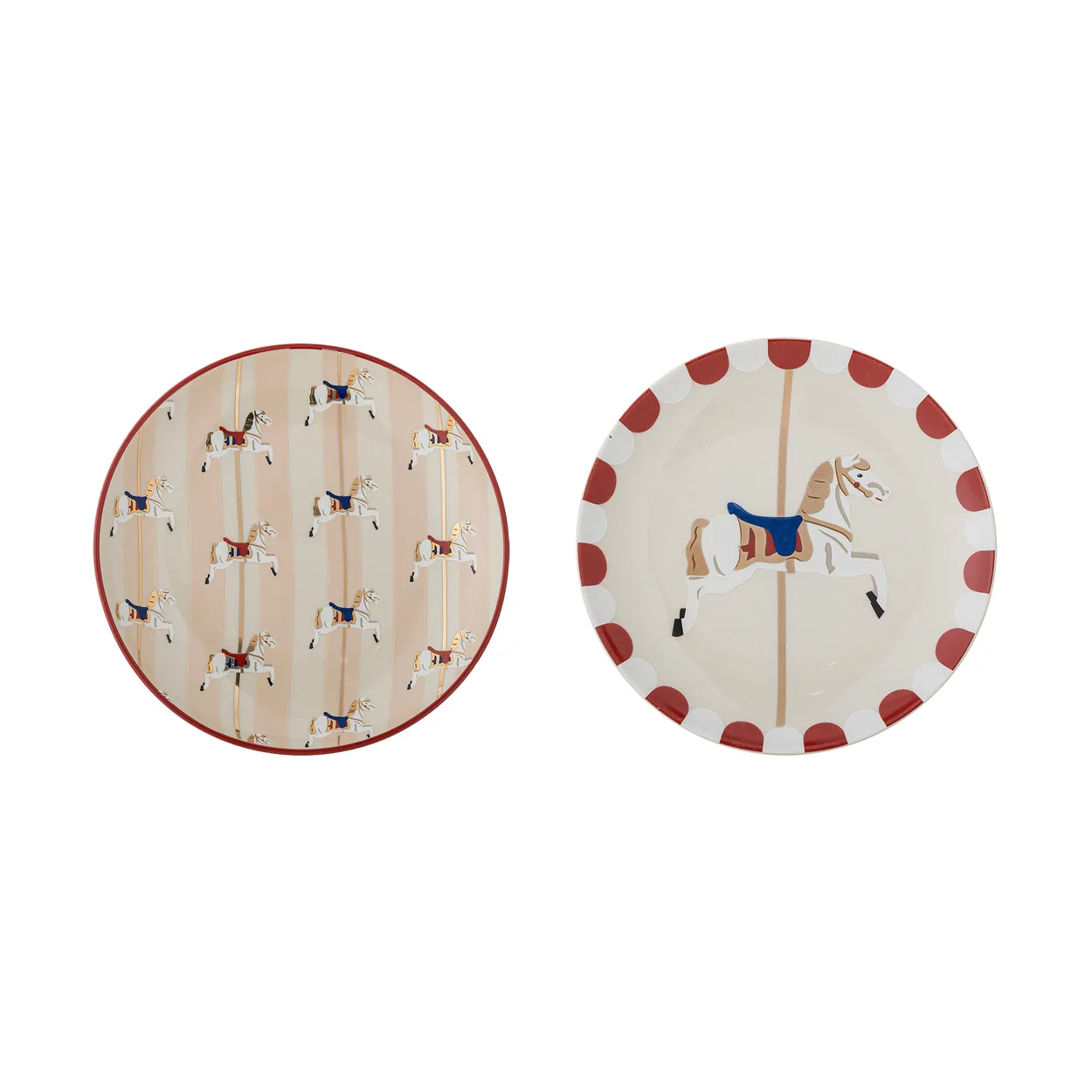 Bloomingville Merry-go-round plate o16 cm 2 pieces Beige-red