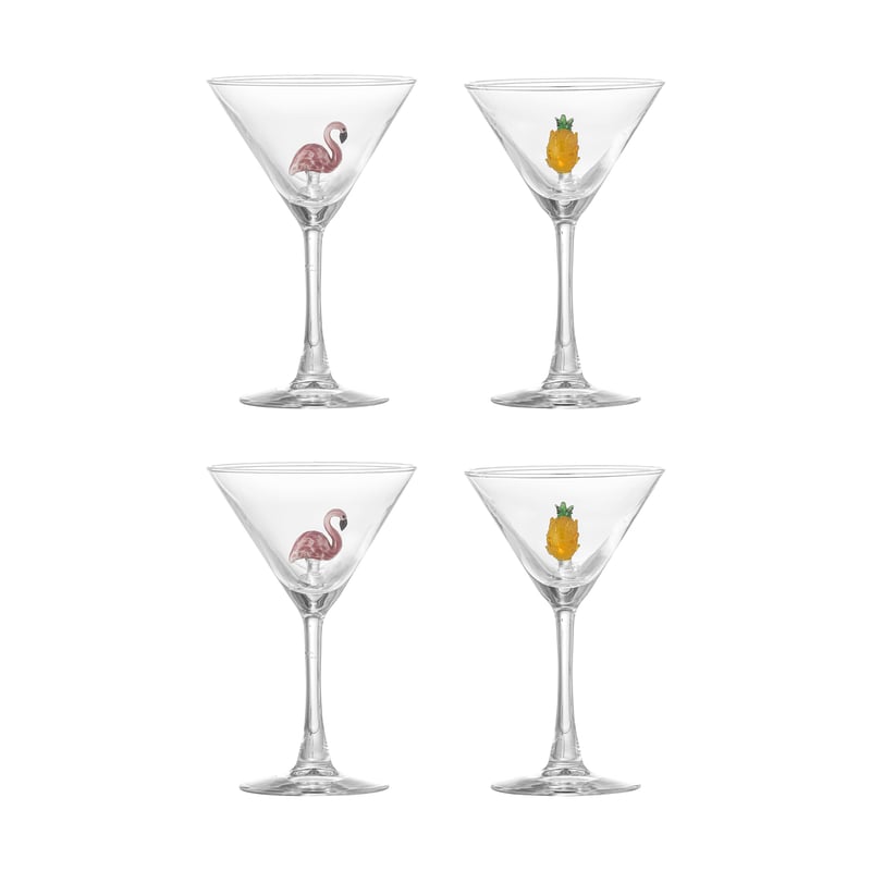Bloomingville Misa cocktail glass 17 cl 4 pieces Clear-flamingo, clear-pineapple