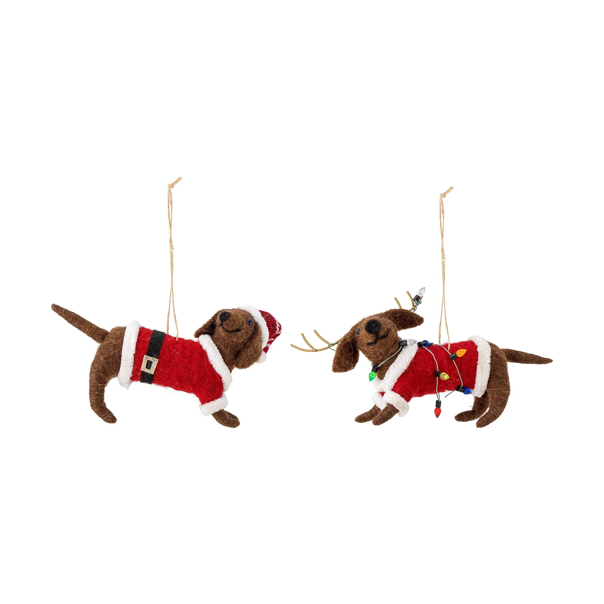 Monty Christmas ornaments, Brown-red, 2 pieces Bloomingville