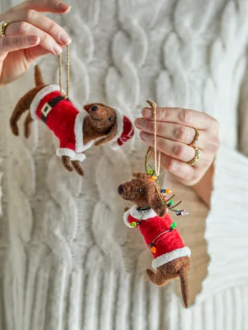 Monty Christmas ornaments - Brown-red, 2 pieces - Bloomingville