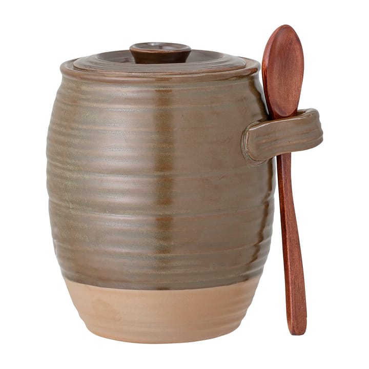 Moss storage jar with lid and spoon 14 cm, Green-brown Bloomingville