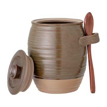 Moss storage jar with lid and spoon 14 cm - Green-brown - Bloomingville