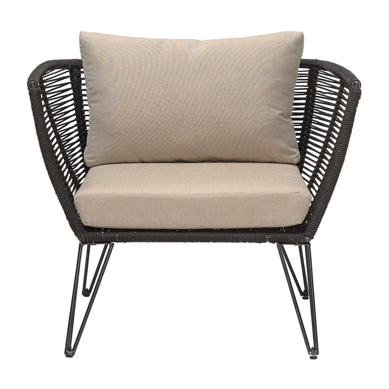 Bloomingville Mundo lounge arm chair Black-beige | Scandinavian Design | Garden chairs | Black