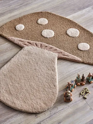 Mushroom rug - Brown, wool - Bloomingville