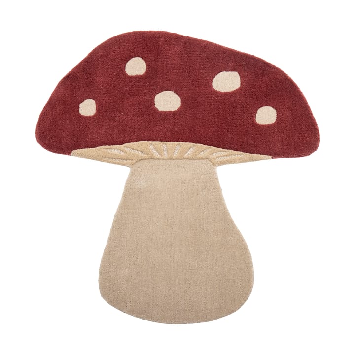 Mushroom wool rug 85x90 cm - Red-white - Bloomingville