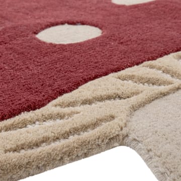 Mushroom wool rug 85x90 cm - Red-white - Bloomingville
