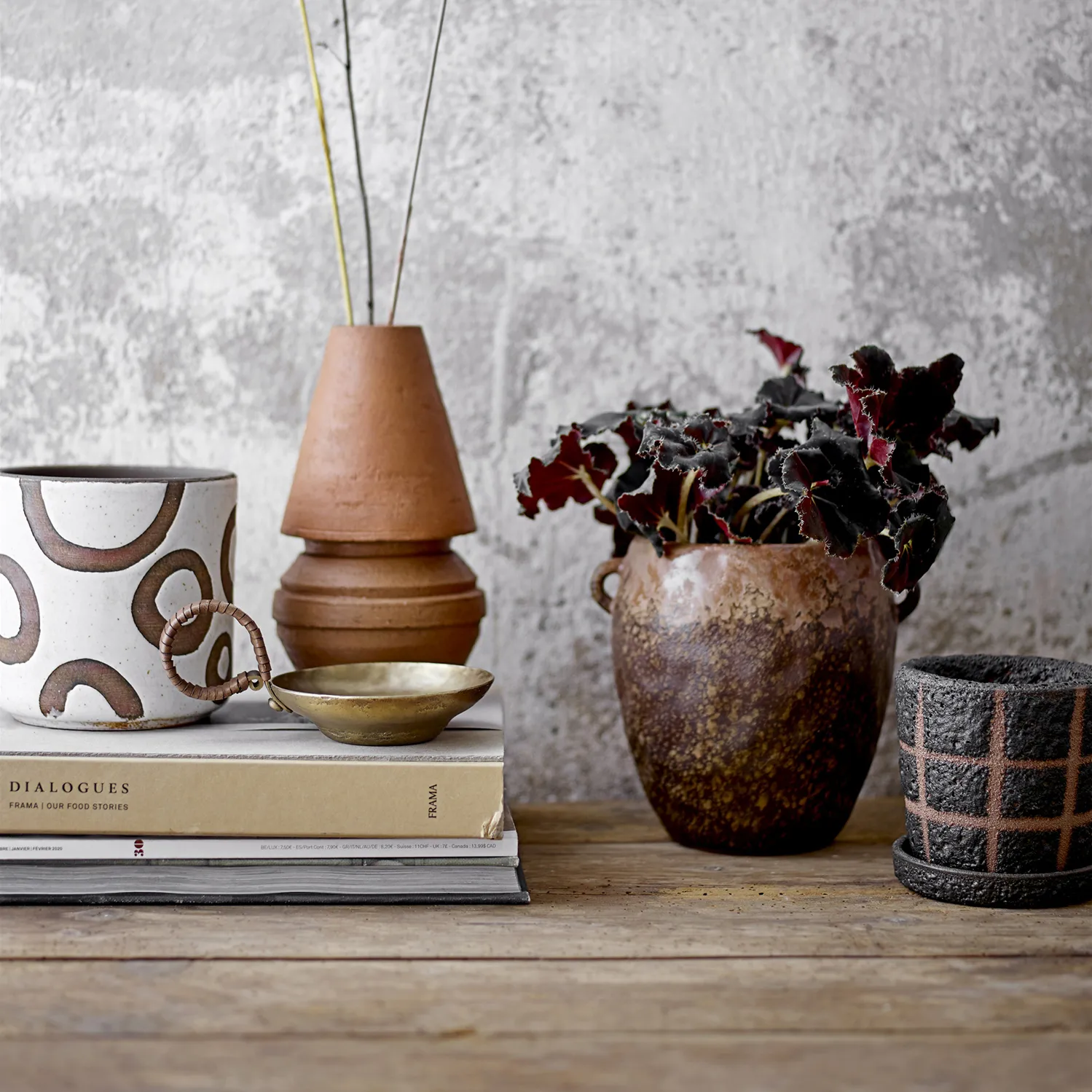 Nenne flower pot with handle Ø16 cm, brown Bloomingville