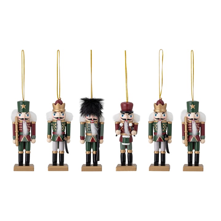 Nikita nut cracker Christmas decoration 6 pieces - Green - Bloomingville