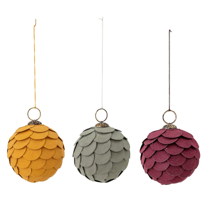 Pau Christmas bauble Ø7.5 cm 3 pieces, Multi Bloomingville