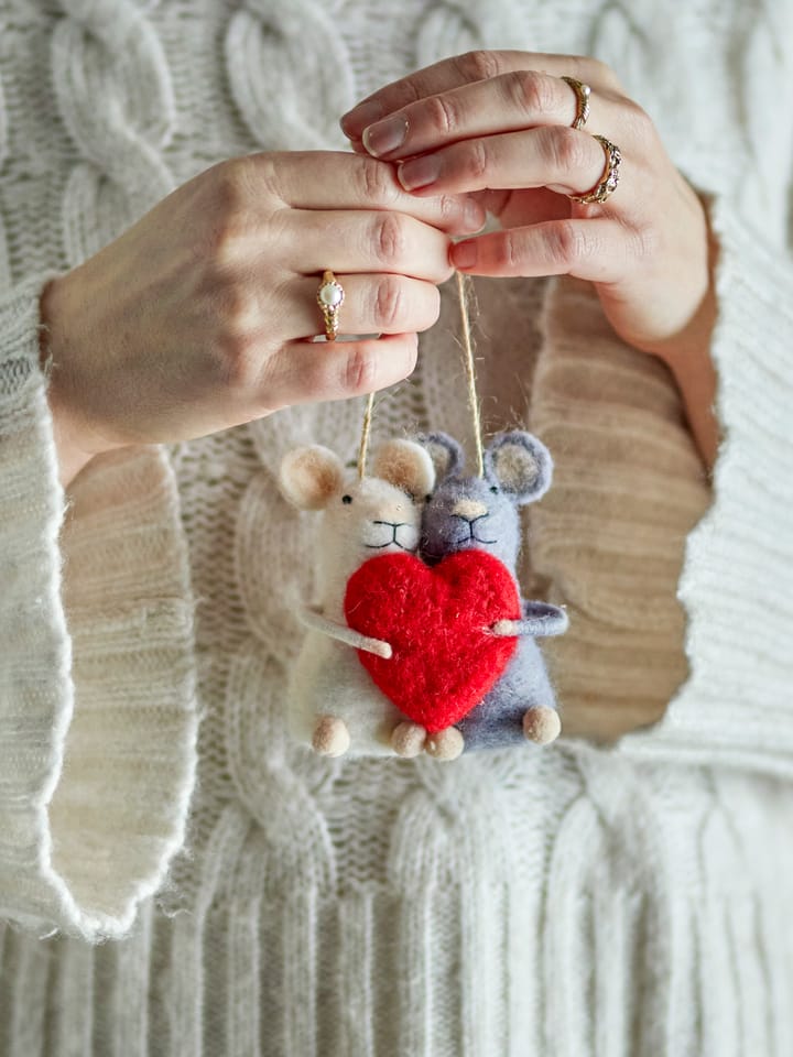 Peo Christmas ornament mice heart, Red-white-grey Bloomingville