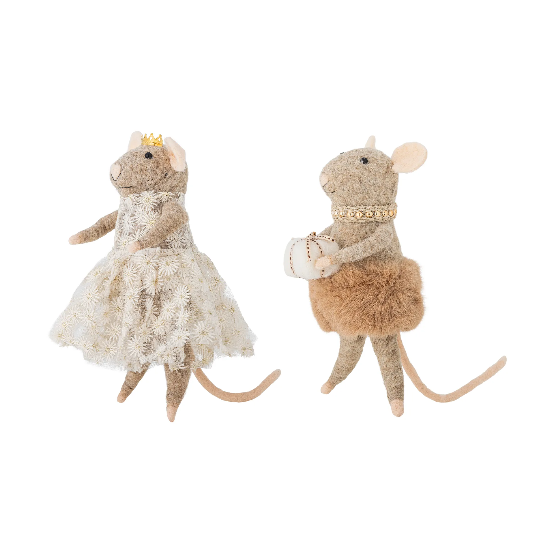 Peo Christmas tree decorations wool 2 pieces, Brown, high Bloomingville