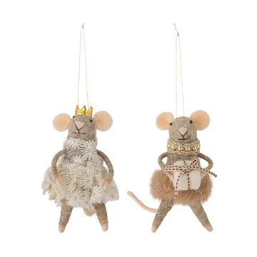 Peo Christmas tree decorations wool 2 pieces - Brown - Bloomingville