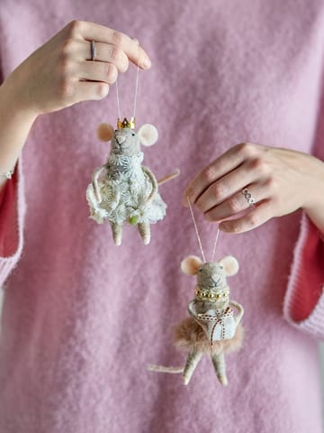 Peo Christmas tree decorations wool 2 pieces - Brown - Bloomingville
