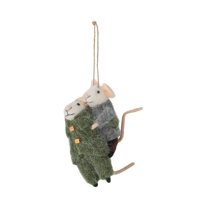 Peo Christmas tree decorations wool 2 pieces - Green-grey, 11 cm - Bloomingville