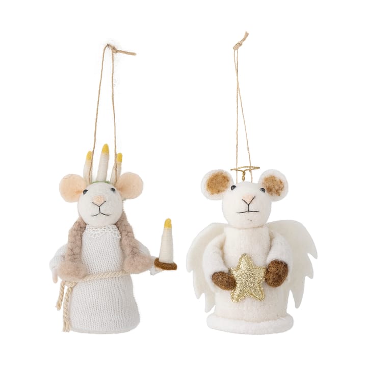 Peo Christmas tree decorations wool 2 pieces - Lucia mice - Bloomingville