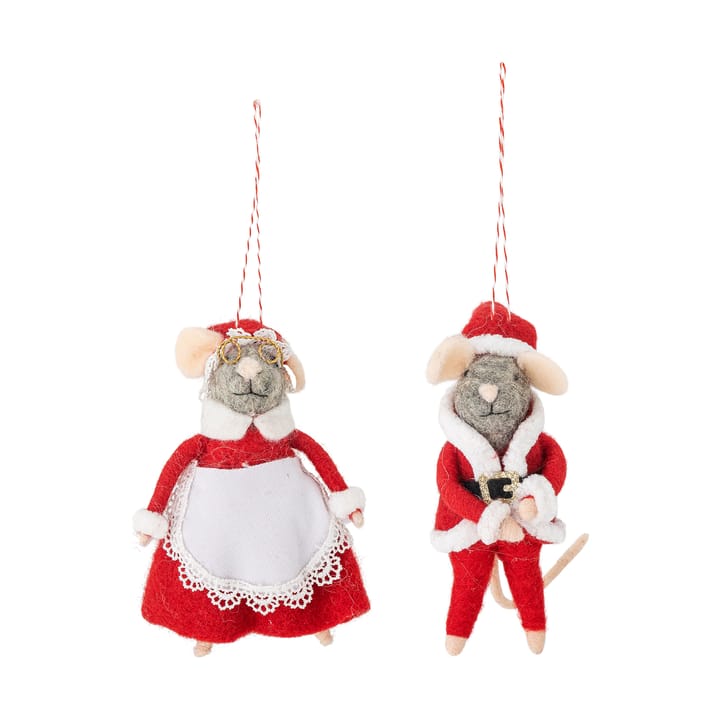 Peo Christmas tree decorations wool 2 pieces - Red - Bloomingville