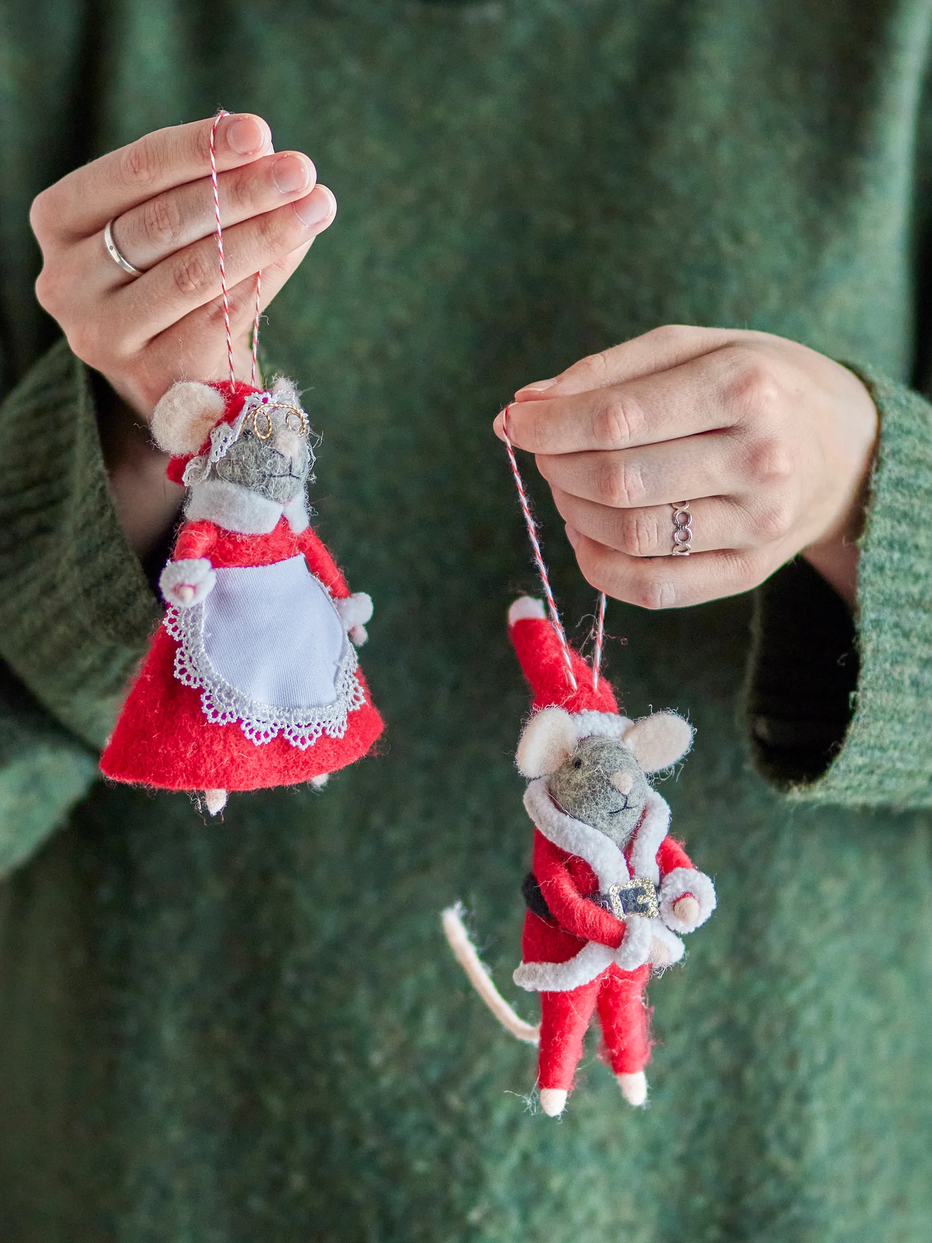 Peo Christmas tree decorations wool 2 pieces, Red Bloomingville