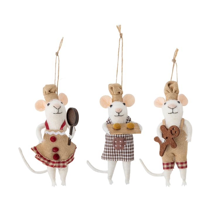 Peo Christmas tree decorations wool 3 pieces - Baking mice - Bloomingville