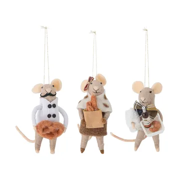 Peo Christmas tree decorations wool 3 pieces - Nature - Bloomingville